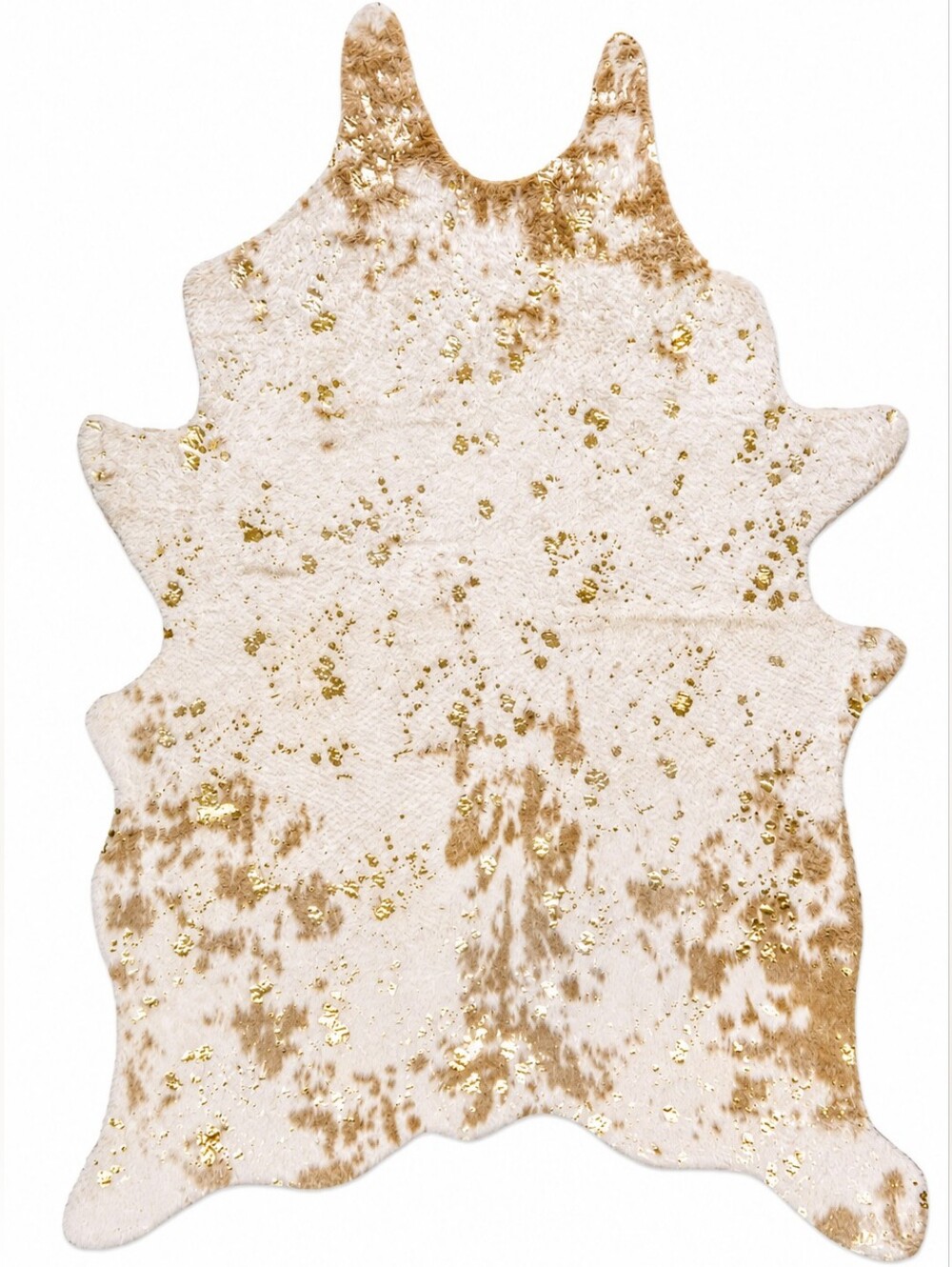 nuLOOM Iraida/Bravo Faux Cowhide Area Rug Neutral Ivory & Gold Metallic 5’ x 7'